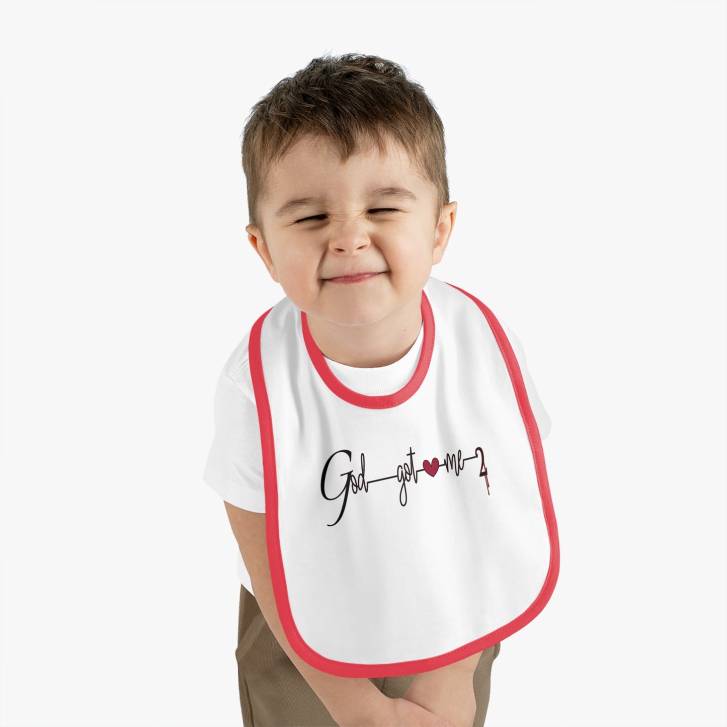 God Got Me2 Baby Contrast Trim Jersey Bib