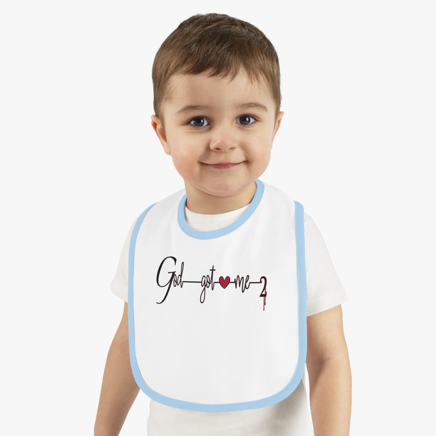 God Got Me2 Baby Contrast Trim Jersey Bib