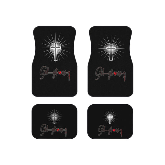 God Got Me2 Car Mats, Faith Vehicle Accessories, Christian Car Decor, Unique Gift for Believers, Black Cross Design, Set of 4