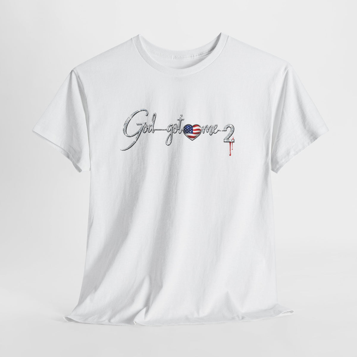 God Got Me 2 T-Shirt — Patriotic Heart Graphic Tee