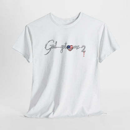 God Got Me 2 T-Shirt — Patriotic Heart Graphic Tee