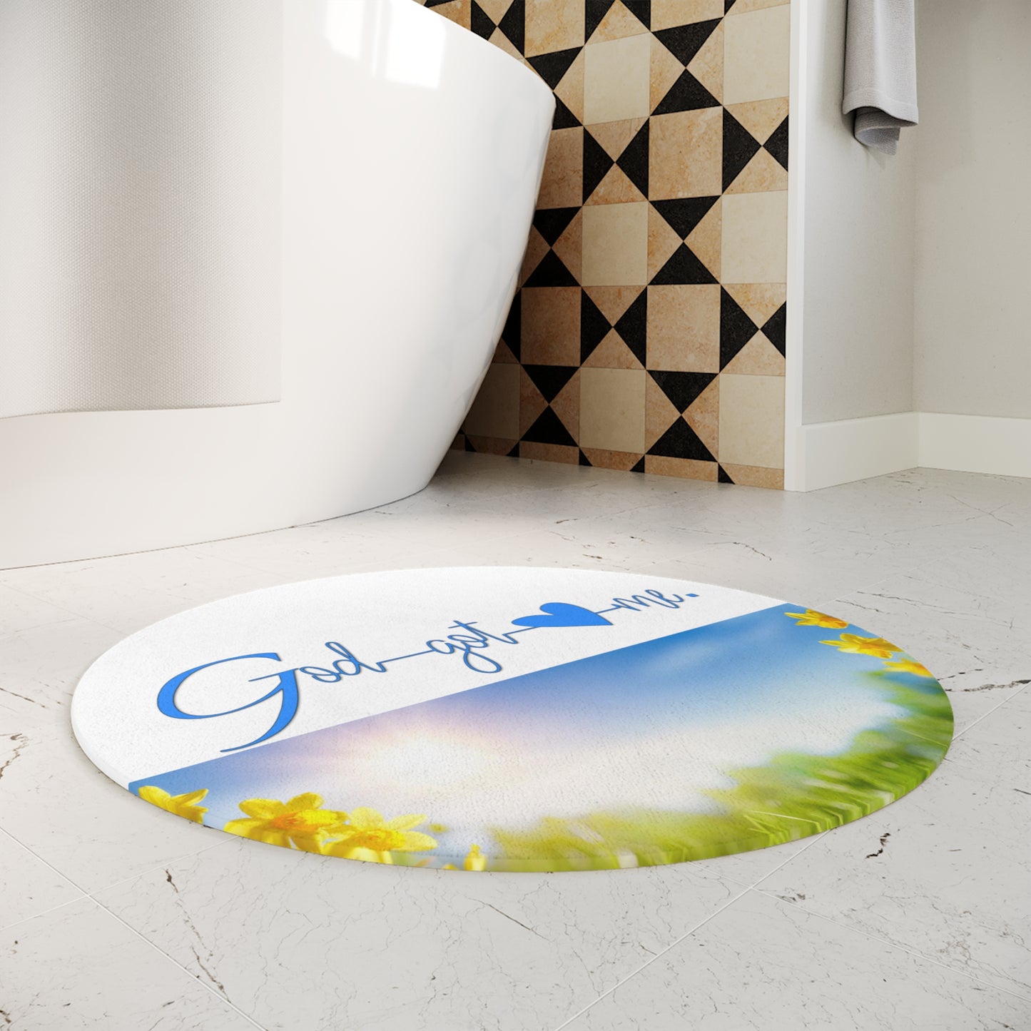 God Got Me Polyester  Bath Mat
