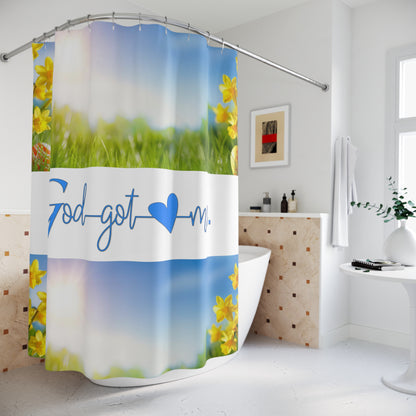 God Got Me Polyester Shower Curtain