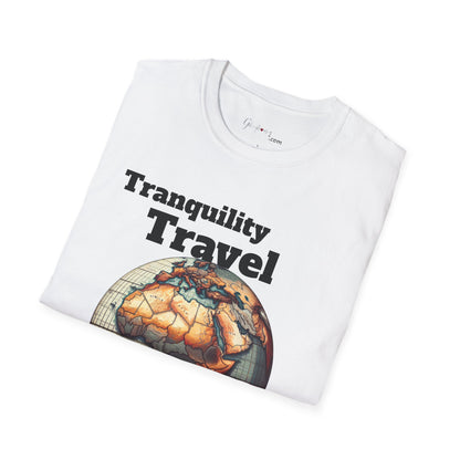 Tranquility Travel Unisex Softstyle T-Shirt, Vacation Shirt, Travel Apparel, Adventure Tee, Gift for Travelers, Relaxation Wear
