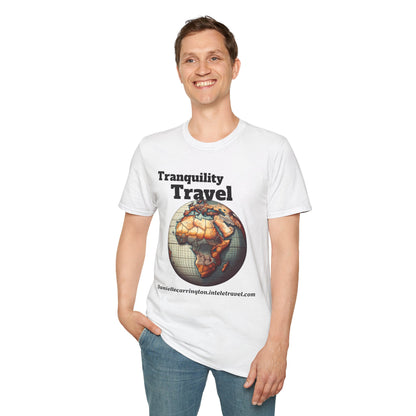 Tranquility Travel Unisex Softstyle T-Shirt, Vacation Shirt, Travel Apparel, Adventure Tee, Gift for Travelers, Relaxation Wear