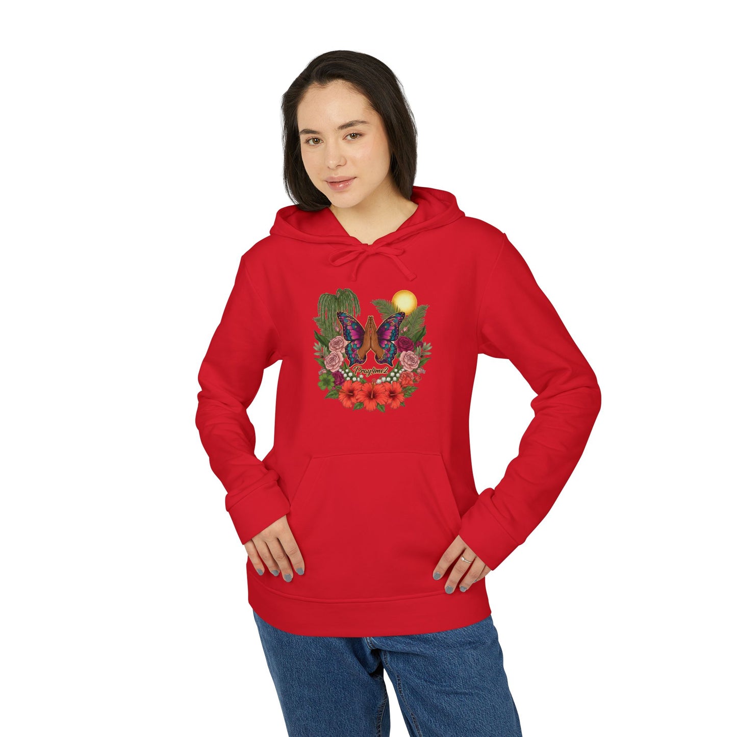 Butterfly Prayer Hoodie — Botanical Sunrise Graphic Hoodie