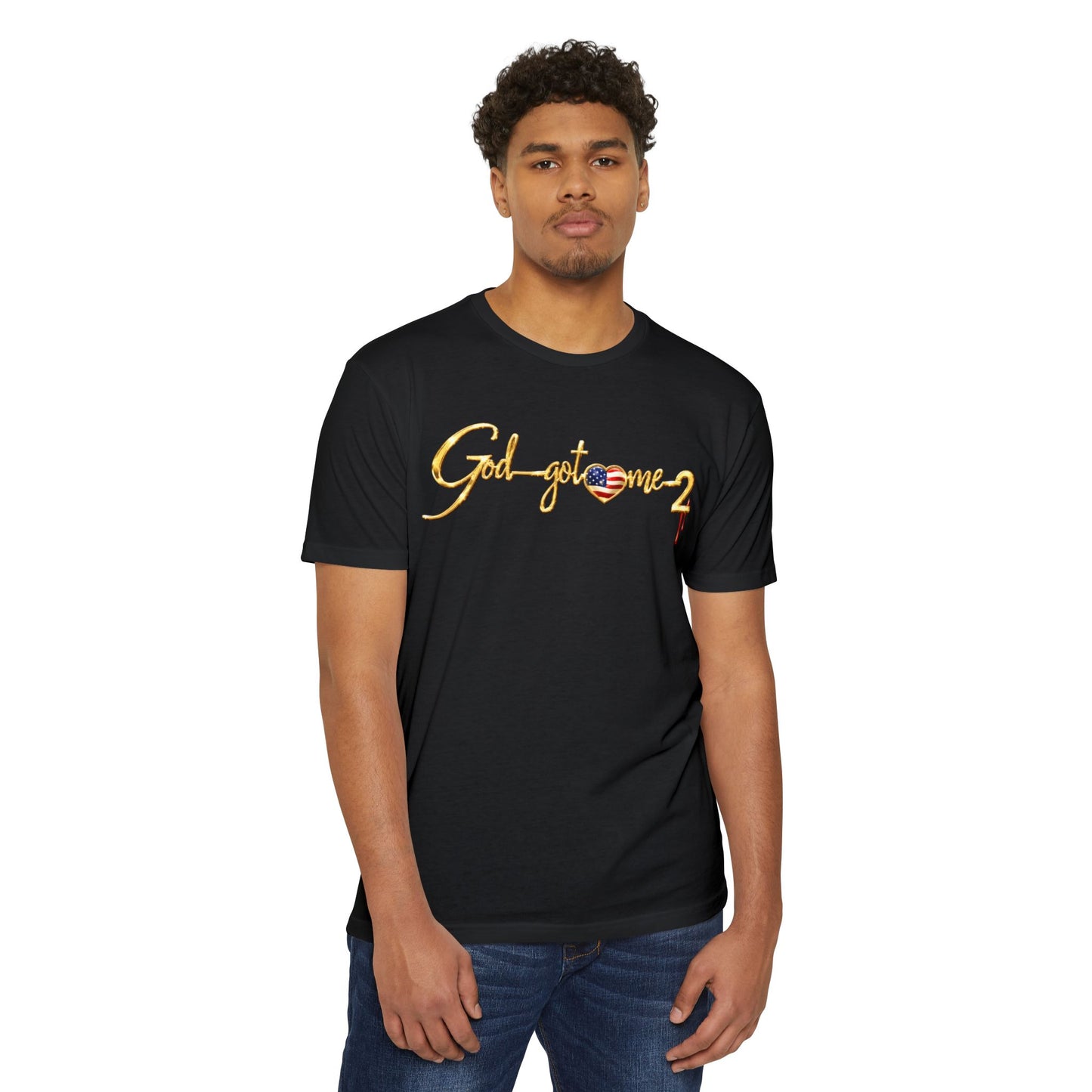 God Got Me 2 T-Shirt — Patriotic Heart Graphic Tee