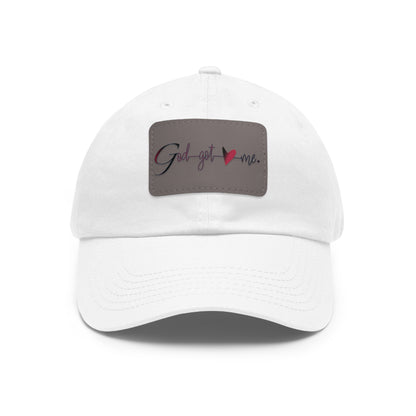 God Got Men Dad Hat with Leather Patch (Rectangle)