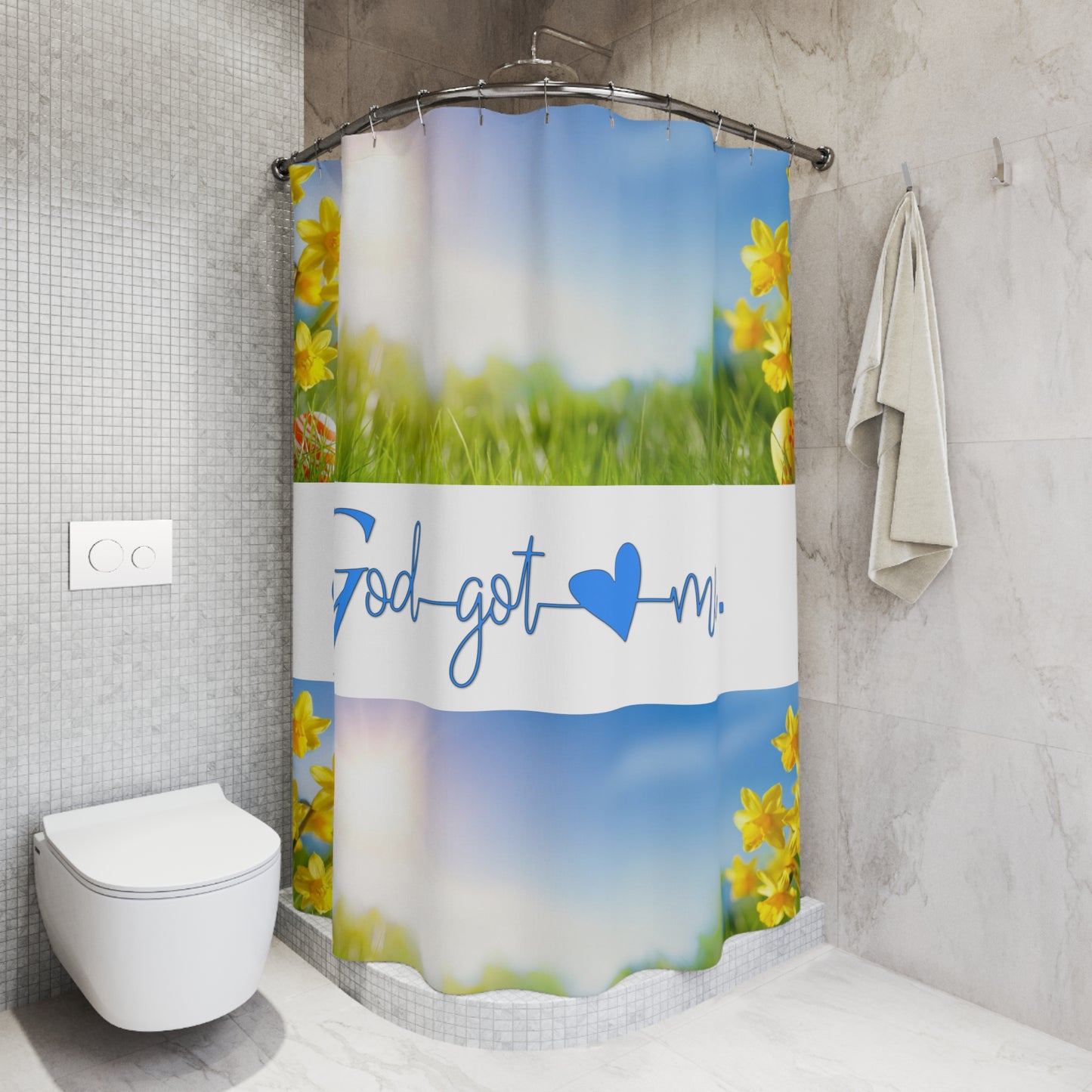 God Got Me Polyester Shower Curtain