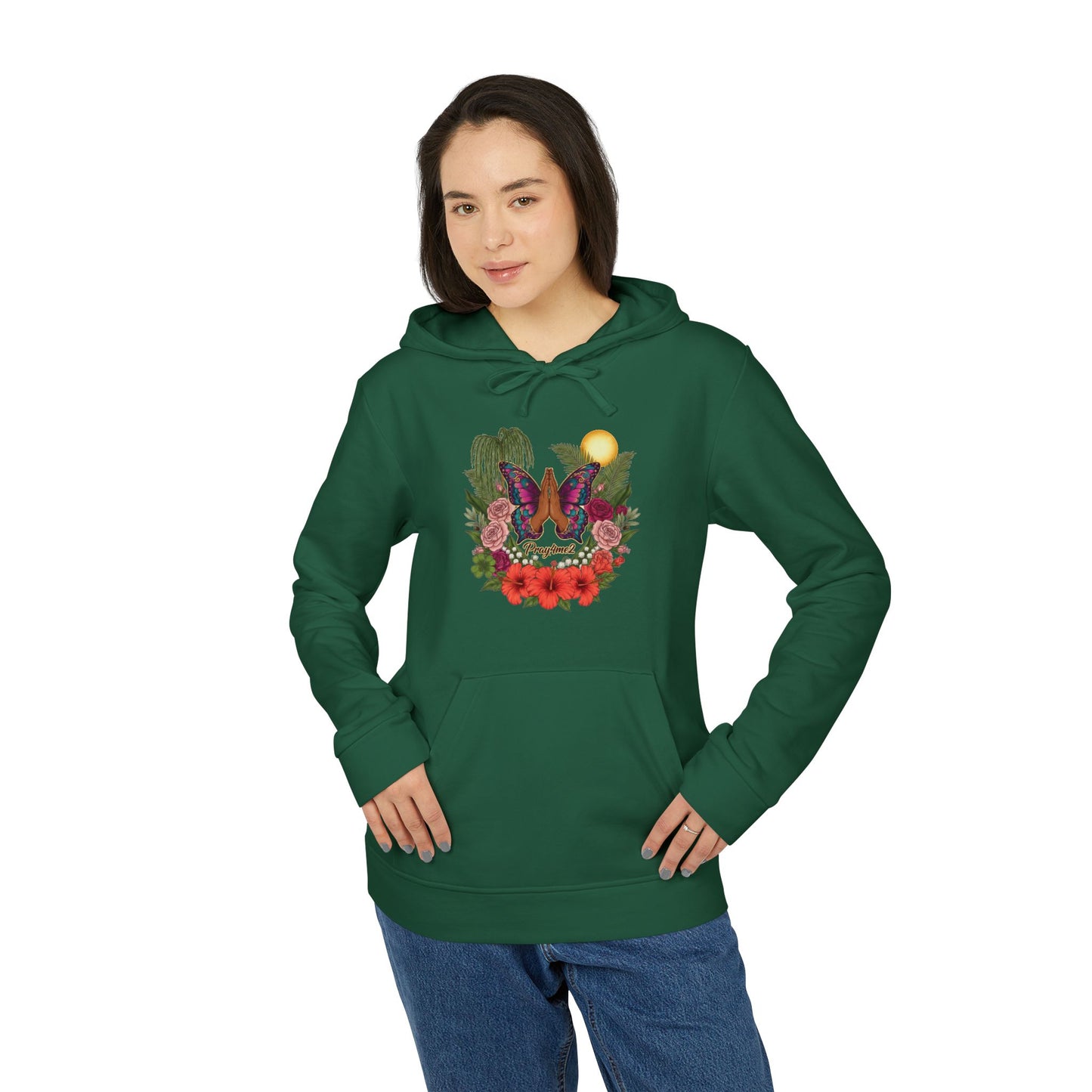 Butterfly Prayer Hoodie — Botanical Sunrise Graphic Hoodie