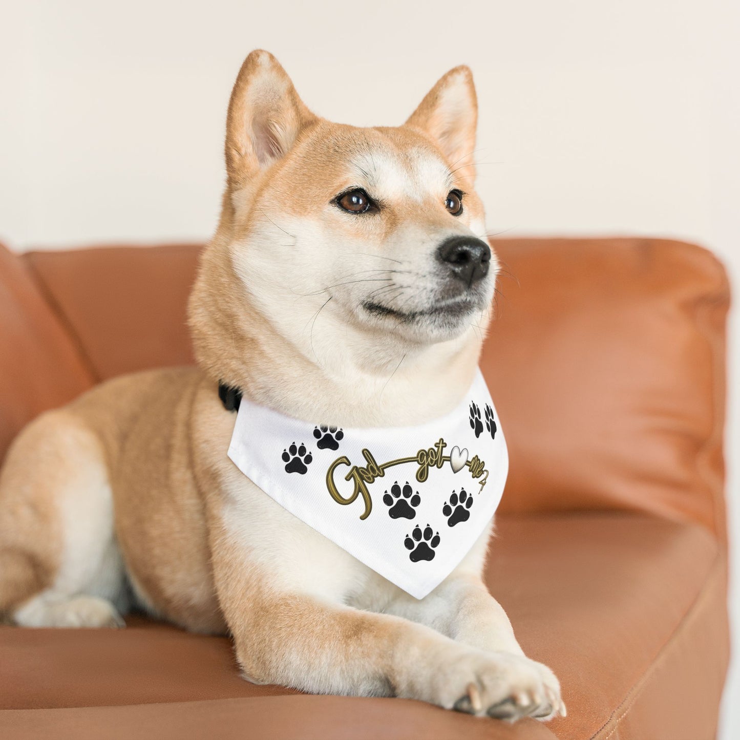 Cute Pet God Got Me2 Bandana Collar for Dogs - Stylish Paw Print Accessory, Doggie Fashion, Gift for Pet Lovers, Holiday Dog Wear,  Dog Bandana